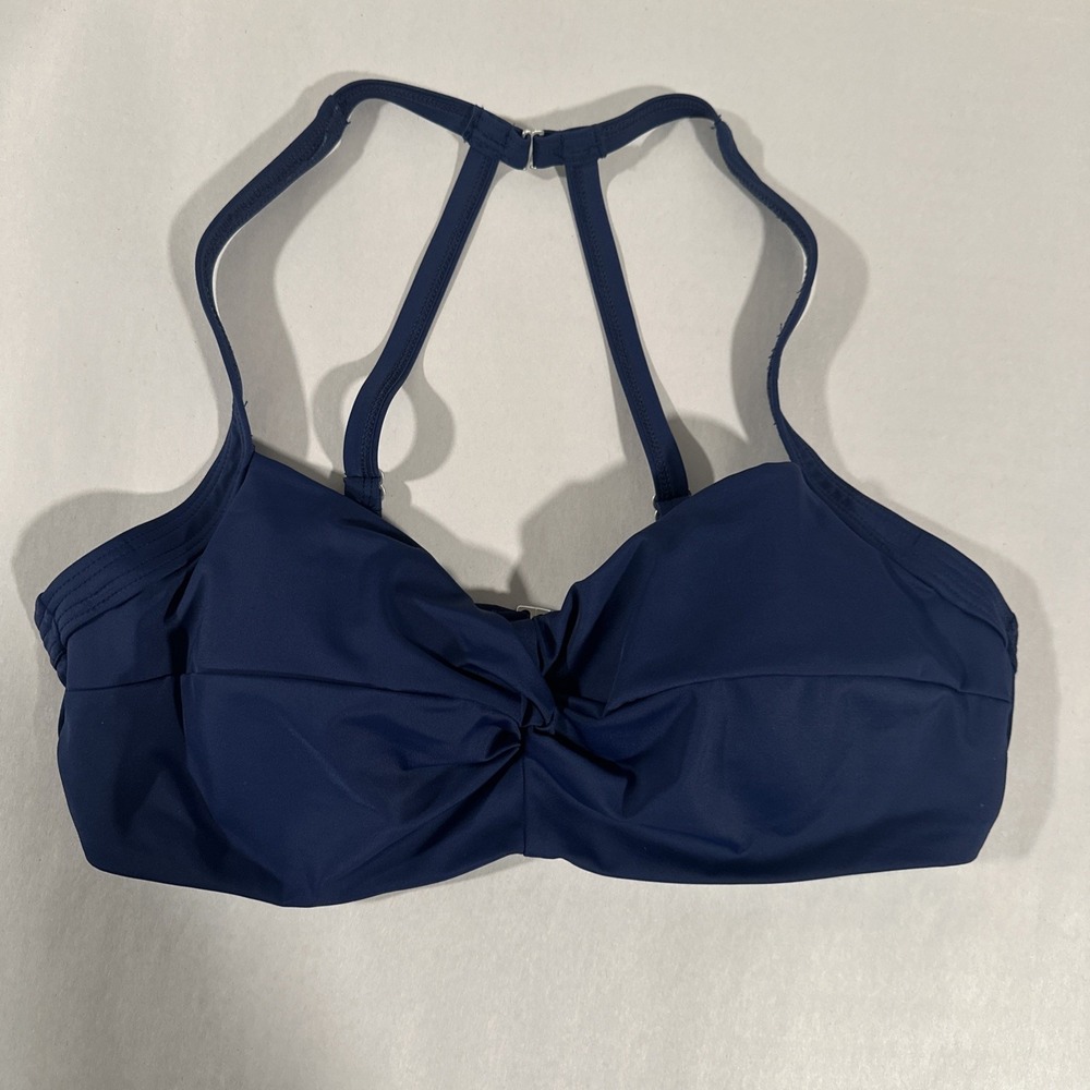 Title Nine Bikini Top Size 38C Navy Blue Underwire Padded Adjustable Swim